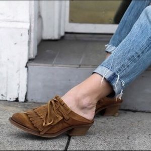 Franco Sarto Ranita Fringe Suede Mules Size 7.5